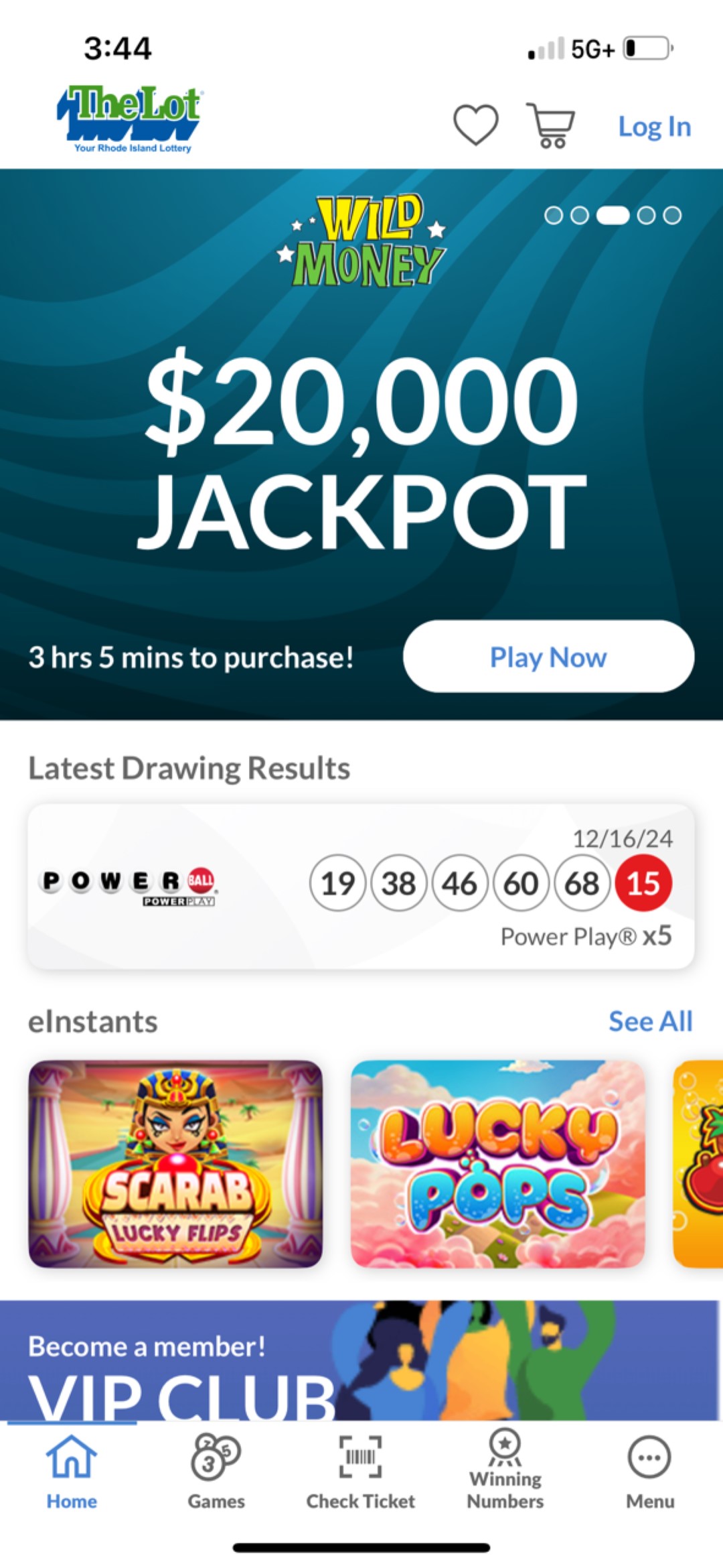 screenshot of mobile app home page