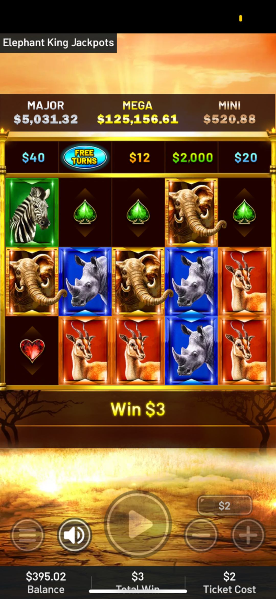 screenshot of mobile app Elephant king game